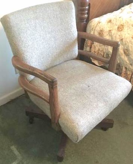 Vintage Upholstered Office Arm Chair on Casters