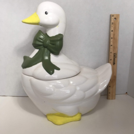 Large Ceramic Duck Cookie Jar with Lid