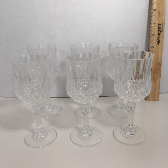 Set of Six Small Crystal Goblets