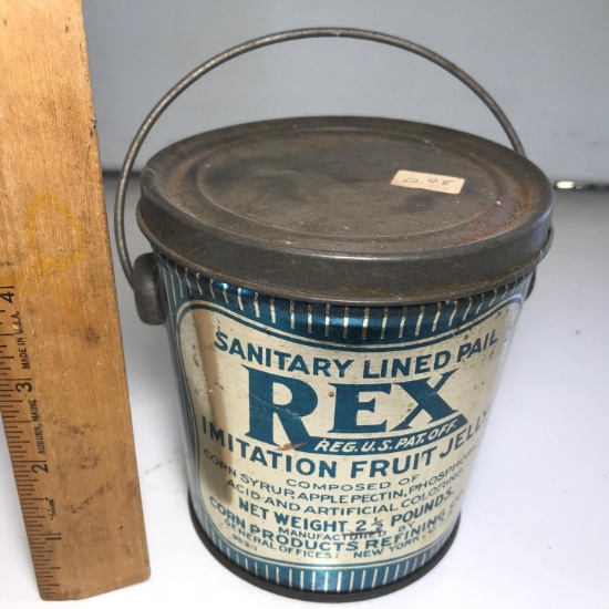 Vintage “Rex Imitation Fruit Jelly” Advertisement Tin with Lid