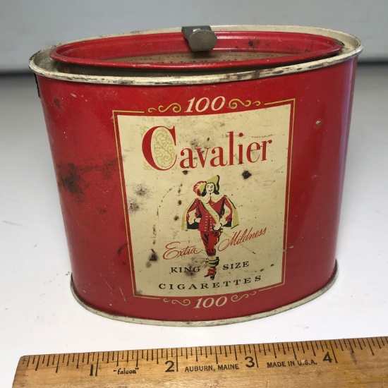 Unique Vintage “Cavalier” King Size Cigarettes Advertisement Tin with Lid