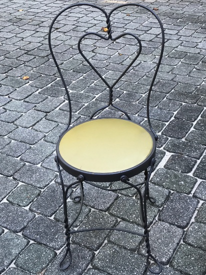 Metal Ice Cream Parlor Style Chair with Gold Seat