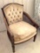 Nice Vintage Wooden Side Chair with Tufted Back, Velour Upholstery & Cane Sides