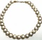 Gold Tone Necklace with White Beads
