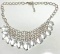 Silver Tone Bib Style Necklace with Clear Beads