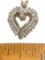 10K Gold Heart Pendant with Clear Stones