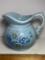 Pretty Baby Blue McCoy Pottery Pitcher with Daisy & Floral Design Signed on Bottom