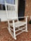 White Wooden Rocking Chair (45” tall x 28” wide x 28” deep)