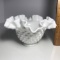 Vintage Fenton Milk Glass Hobnail Ruffled Edge Bowl