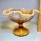 Gorgeous Signed Fenton Amber Glass Compote with Ruffled Edge