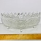 Gorgeous Crystal Footed Oblong Bowl with Etched Floral Design & Saw Tooth Edge