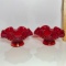 Pair of Vintage Signed Fenton Ruby Red Small Candlesticks