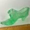 Pretty Mint Green Signed Fenton Glass Ladies Shoe