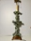 Very Unique Antique Handmade & Crafted Tall Pewter Floral Themed Lamp with Wood Base