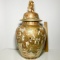 Large Vintage Oriental Imari Jar with Hand Painted Figural Scenes, Foo Dog Finial Lid & Gilt Accent