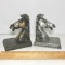 Pair of Horse Head Bookends - One is Brass Tone & One is Silver Tone