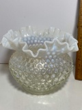 Pretty Vintage Hobnail Opalescent Ruffled Top Vase