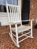 White Wooden Rocking Chair (45” tall x 28” wide x 28” deep)