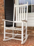 White Wooden Rocking Chair (45” tall x 28” wide x 28” deep)