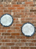 Pair of Embossed Sunflower & Bird Stone Wall Plaques