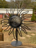 Black Metal Sun Candle Holder with Glass Sun