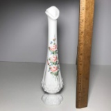 Nice Vintage Hand Painted & Signed Fenton Floral Bud Vase Signed by Artist J. Wilson