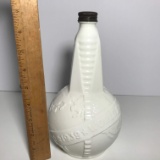 Unique Ivory Glass 1939 World’s Fair Embossed Decanter with Cap