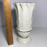 Ivory Porcelain “Formalities by Baum Brothers” Embossed Vase with Gilt Accents