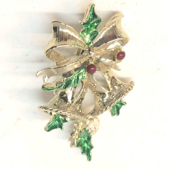 Gold Tone "Gerry's" Christmas Bell Pin