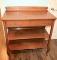 Vintage Tiger Oak Serving Table with Drawer & 2 Shelves