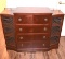 Early Wooden Chest with Drop Down Desk Front & Side Cabinets & Decorative Rail