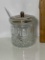 Pretty Glass Condiment Jar with Spoon Made in USA