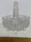Nice Glass Footed Basket with Etched Bird Design