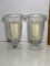 Pair of Lead Crystal Pedestal Candle Holders with Candles