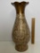18” Tall Ceramic Vase with Very Ornate Design & Ruffled Top
