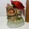 Porcelain Gorham Cardinal Mama & Baby Bird Music Box