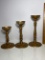 3 Copper Tone Graduated Candle Stands
