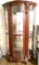 Grand Mahogany Curved Glass Lighted Display Cabinet with Ornate Carvings & Claw Feet