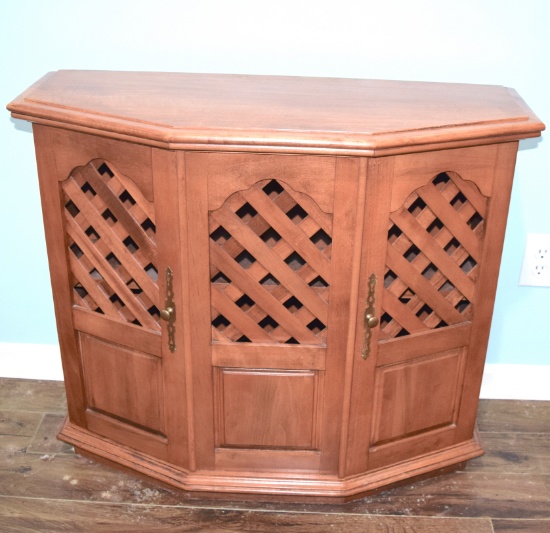 Nice Wooden Hall Cabinet with Lattice Front