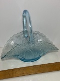 Baby Blue Art Glass Folded Basket