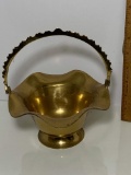 Vintage Solid Brass Basket with Ruffled Edge