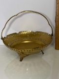 Vintage Solid Brass Footed Basket Made in India