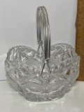 Pretty Crystal Basket with Silver Wire Handle