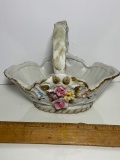Porcelain Floral Basket with Gilt Accent