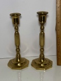 Pair of Heavy Brass Candlesticks Made in England