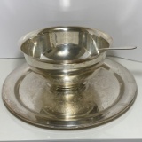 3 pc Gorham Silver Plate Large Punch Bowl with Tray & Ladle
