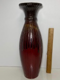 17-1/2” Tall Pottery Vase with Red, Black & Yellow