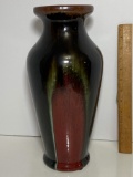 Pretty Ceramic Tall Vase with Red & Black
