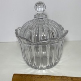 Pretty Lidded Crystal Tulip Shaped Dish Made in Japan
