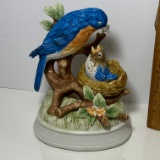 Porcelain Gorham Mama Bird & Baby in Nest Music Box